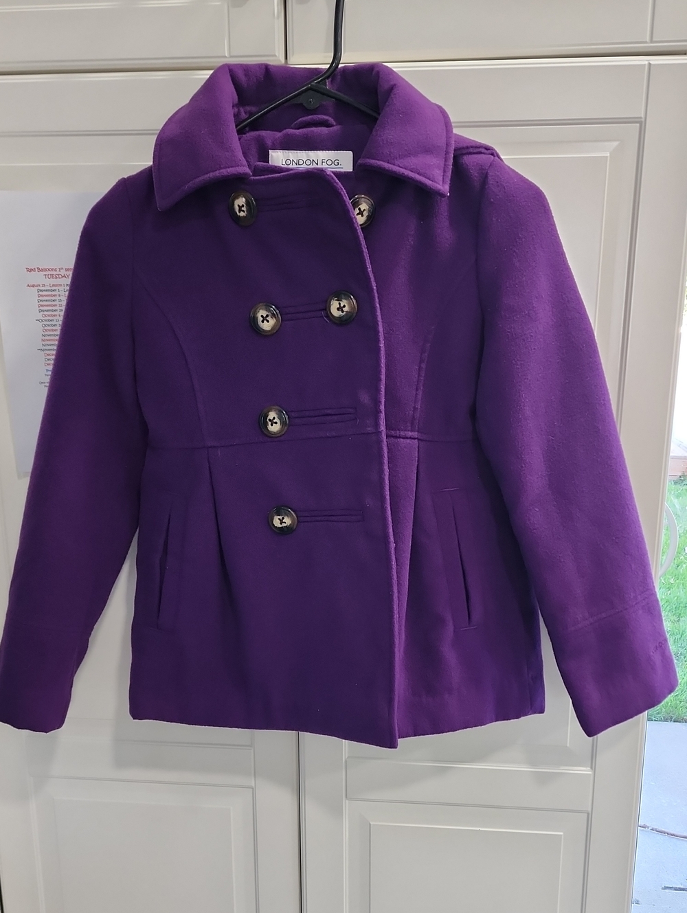 London Fog Girls Purple Double-Breasted Pea Coat